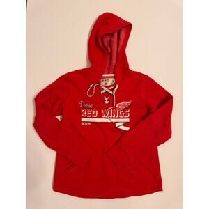 Women's NHL Detroit Red Wings Hooded Sweatshirt Lace Up Red Size M